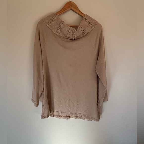Suzanne Betro Women beige Cable-Knit Cowl Neck Sweater Size XL classic coastal - Picture 3 of 6